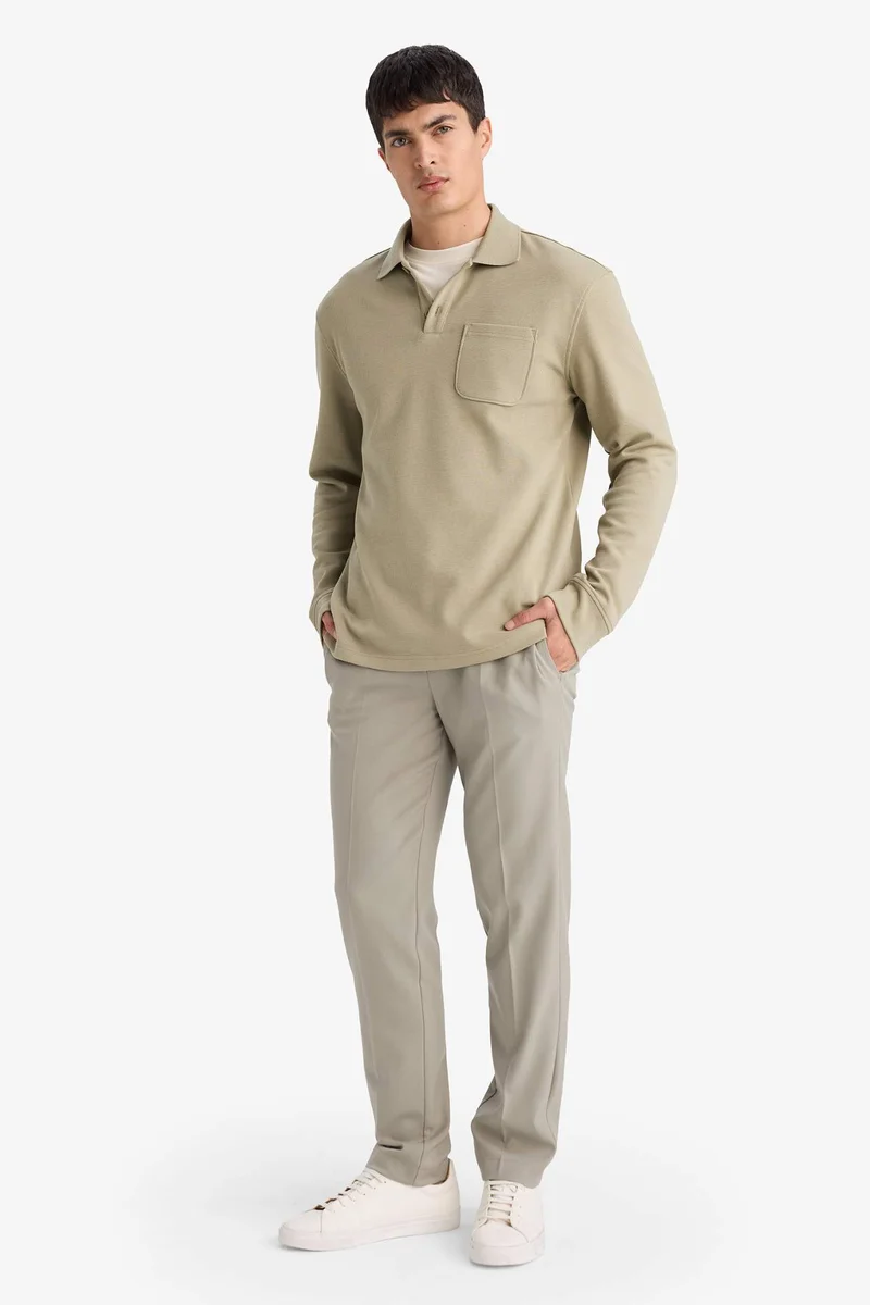 ديفاكتو Long Sleeve Polo Collar T-Shirt