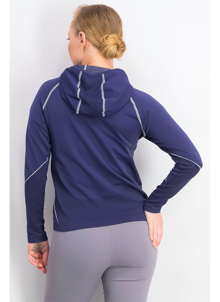 Tchibo Women Hooded Seamless Fuktions Longsleeve Shirt, Violet  - Image 2