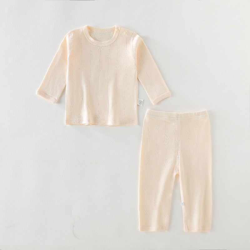 Autumn Clothes and Pants Pure Cotton Category A Baby Underwear for Boys and Girls and Children suit Baby Spring and Autumn Split Clothes Anyang Childrens Clothing 5635 Beige Small Tree (Boneless Pure Cotton Class A)