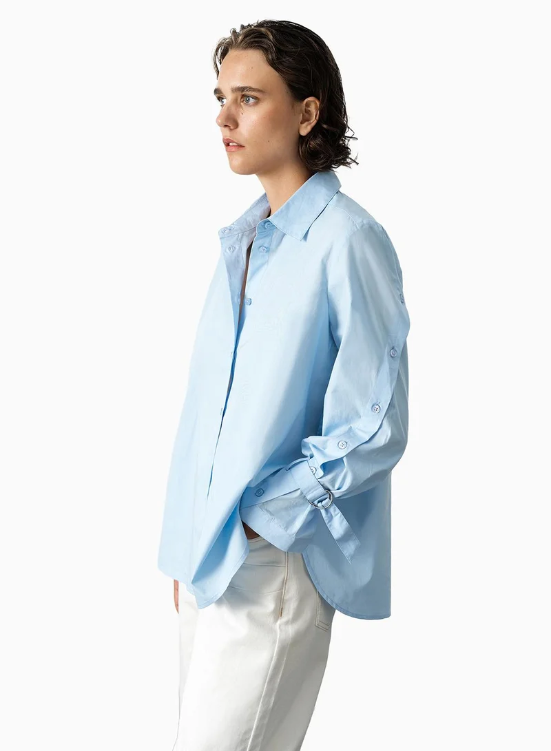 French Connection Cambria Longline Button Detail Sleeve Shirt