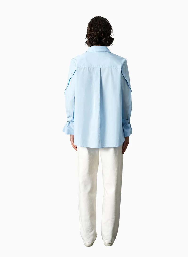 French Connection Cambria Longline Button Detail Sleeve Shirt