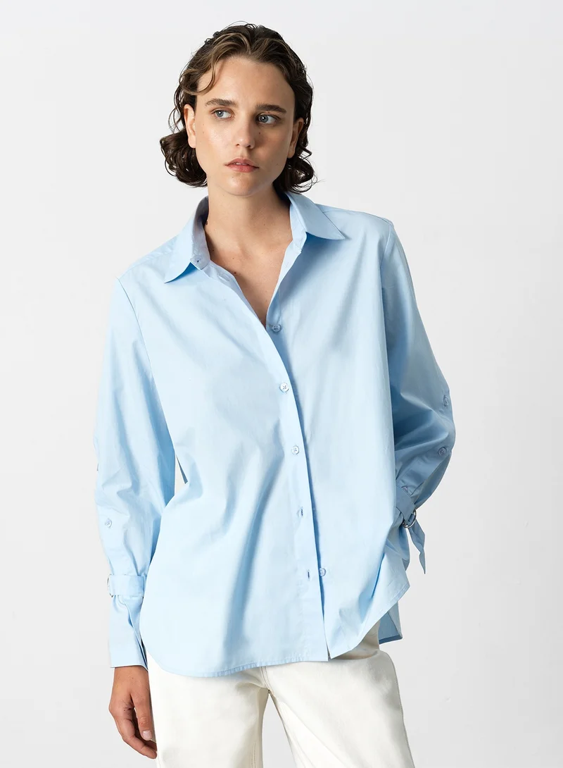 French Connection Cambria Longline Button Detail Sleeve Shirt