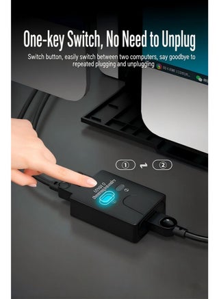 USB Printer Sharing Switch 1-to-2 – 2 Computers Share 1 Printer, One-Button Switching, Plug & Play Driver-Free for PC & Laptop - view 2