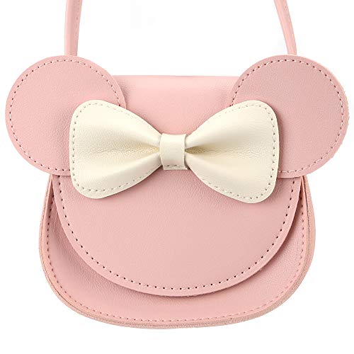 QiMing Little Mouse Ear Bow Crossbody Purse,PU Shoulder Handbag for Kids Girls Toddlers(Pink1) - Image 5