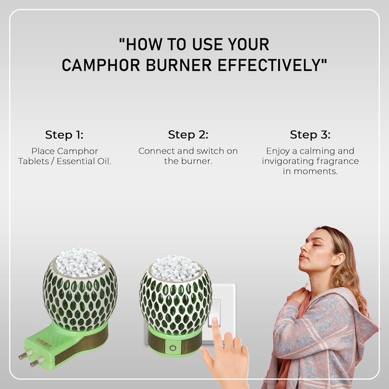 Vedic Camphor Electric Diffuser for Home & Office Ceramic Kapoor Dani Electrical Burner Essential Oil Fragrance with On/Off Switch & Night Lamp(Design, Color May Vary) - Image 5