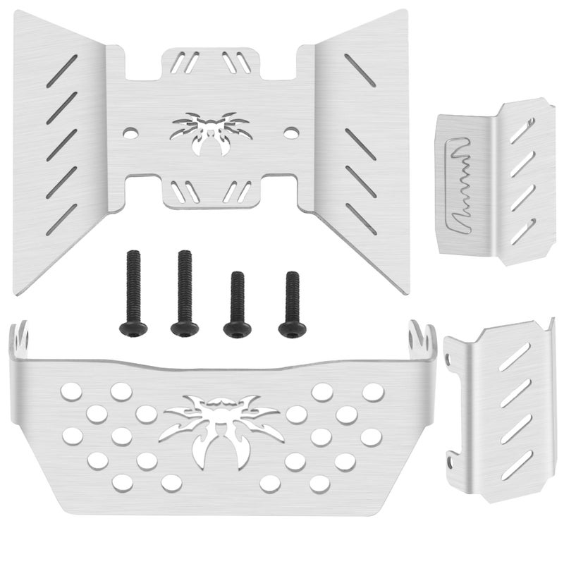 Share Goo 4Pieces ShareGoo Stainless Steel RC Skid PlateRC Chassis Armor Protector Plate Protection Compatible with Axial SCX10III AXI03007 110 RC Crawler Car - Image 3