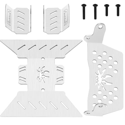 Share Goo 4Pieces ShareGoo Stainless Steel RC Skid PlateRC Chassis Armor Protector Plate Protection Compatible with Axial SCX10III AXI03007 110 RC Crawler Car - Image 5