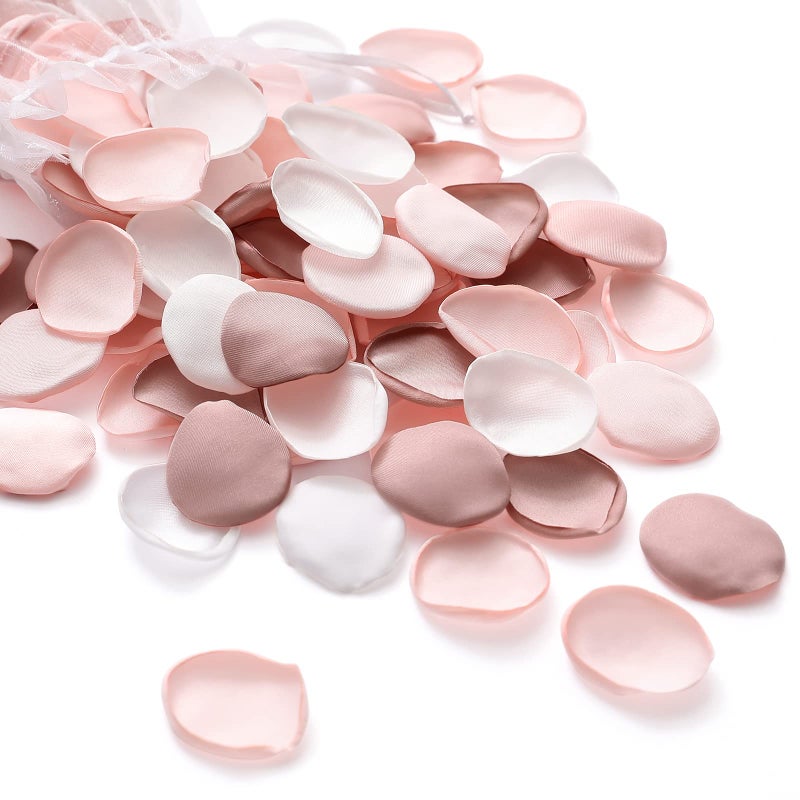 Serwalin 300Pcs Silk Rose Petals Artificial Flower Petals for Weddings Nude Pink Petals for Romantic Night Petals for Flower Girl Basket Wedding Proposal Aisle Table Decor 3 Color Mixes