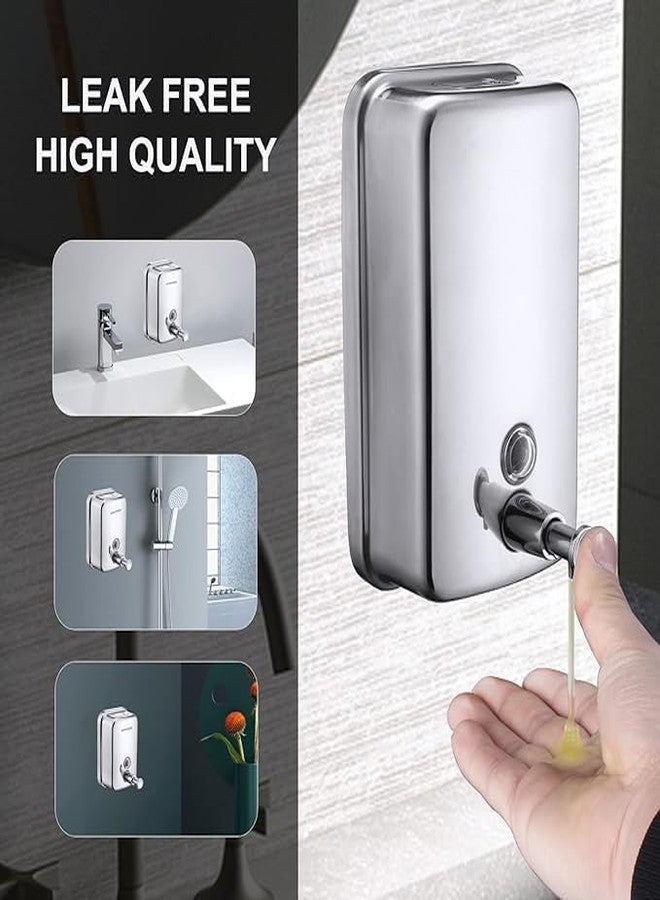 QUIRA Soap Dispenser Wall Mount Stainless Steel Manual Liquid Pump Rust-Proof Leak Free for Bathroom (500ML) - Image 4