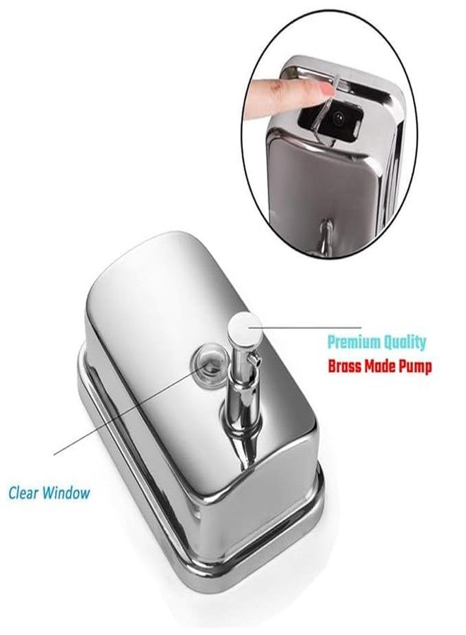 QUIRA Soap Dispenser Wall Mount Stainless Steel Manual Liquid Pump Rust-Proof Leak Free for Bathroom (500ML) - Image 2