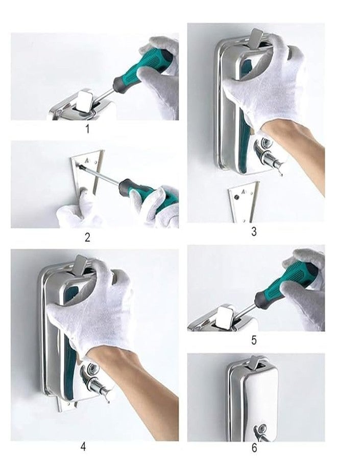 QUIRA Soap Dispenser Wall Mount Stainless Steel Manual Liquid Pump Rust-Proof Leak Free for Bathroom (500ML) - Image 3