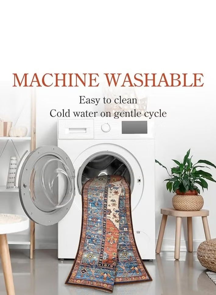 Machine Washable Rugs - 80*160cmArea Rugs for Living Room Non-Slip Oriental Throw Bedroom Rug Ultra-Thin Large Office Dining Room Rug Accent Floor Carpet for Kitchen Laundry Room Entrance - Image 4