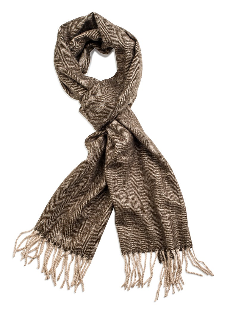 VERONZ Super Soft Luxurious Classic Cashmere Feel Winter Scarf (Brown Herringbone) - Image 4