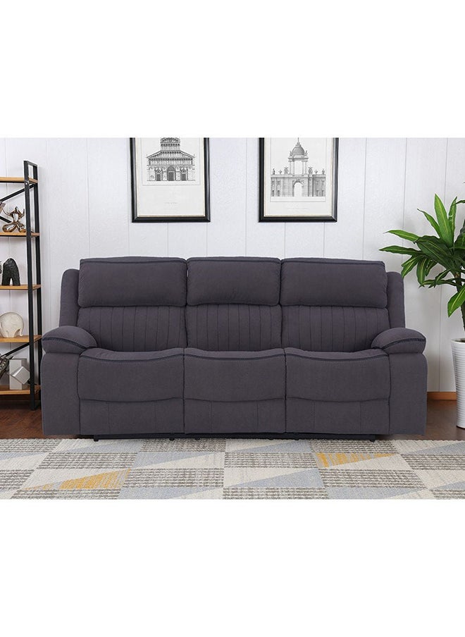 DANUBE HOME Illumi 3 Seater Motion Recliner Chair Modern Design Three Seat Relaxing Sofa Comfortable Living Room Furniture L218xW100xH101Cm Grey  - Image 1