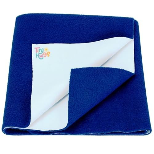 TinyHugs Waterproof Quick Dry Baby Bed Protector Sheet | Cotton Feel Anti-Pilling Fleece | Extra Absorbent, Breathable & Soft | Large Size (140cm x 100cm), Pack of 1, Royal Blue - Image 1