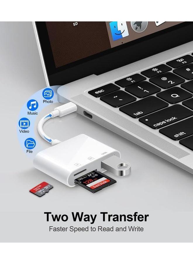 erorex Sd Card Reader Usb C Sd Card Reader For Iphone 15 16 3 In 1 Type C Memory Card Adapter Usb C Type C Camera Card Reader With 2 Slots And Usb Port For Phone Laptop And More Usbc Devices - Image 3