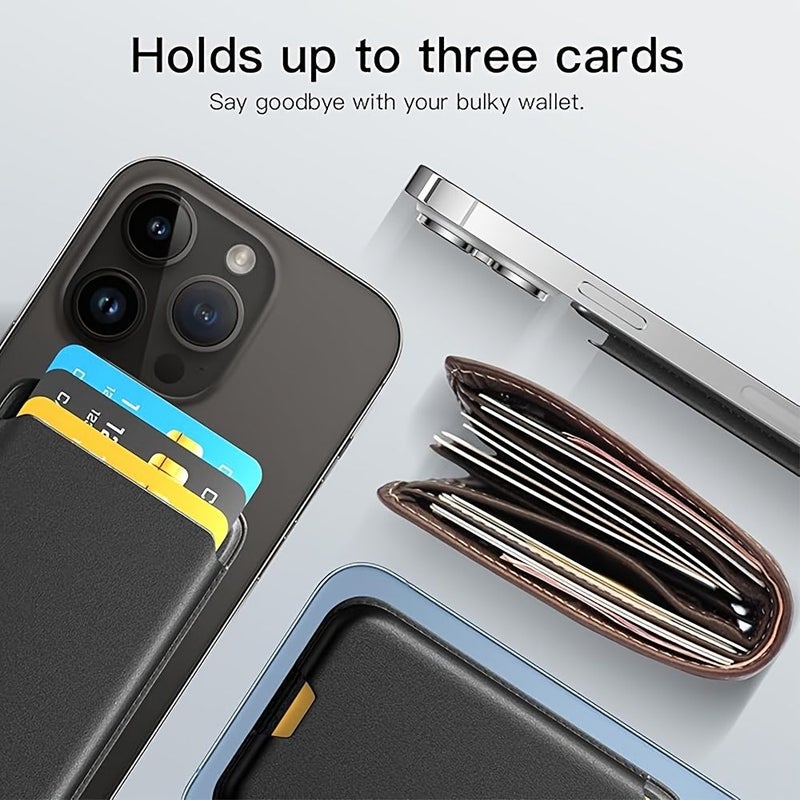 Yellow Magnetic Wallet Holder for iPhone 15 Pro Max 15 Pro 15 Plus Holds 3 Cards - Image 4