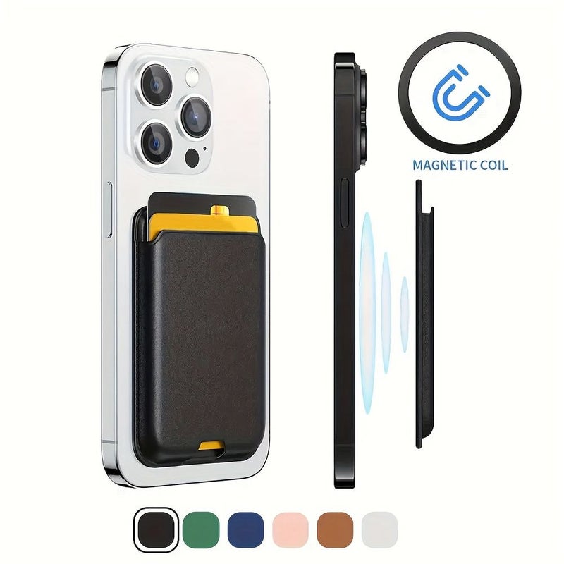 Yellow Magnetic Wallet Holder for iPhone 15 Pro Max 15 Pro 15 Plus Holds 3 Cards - Image 1