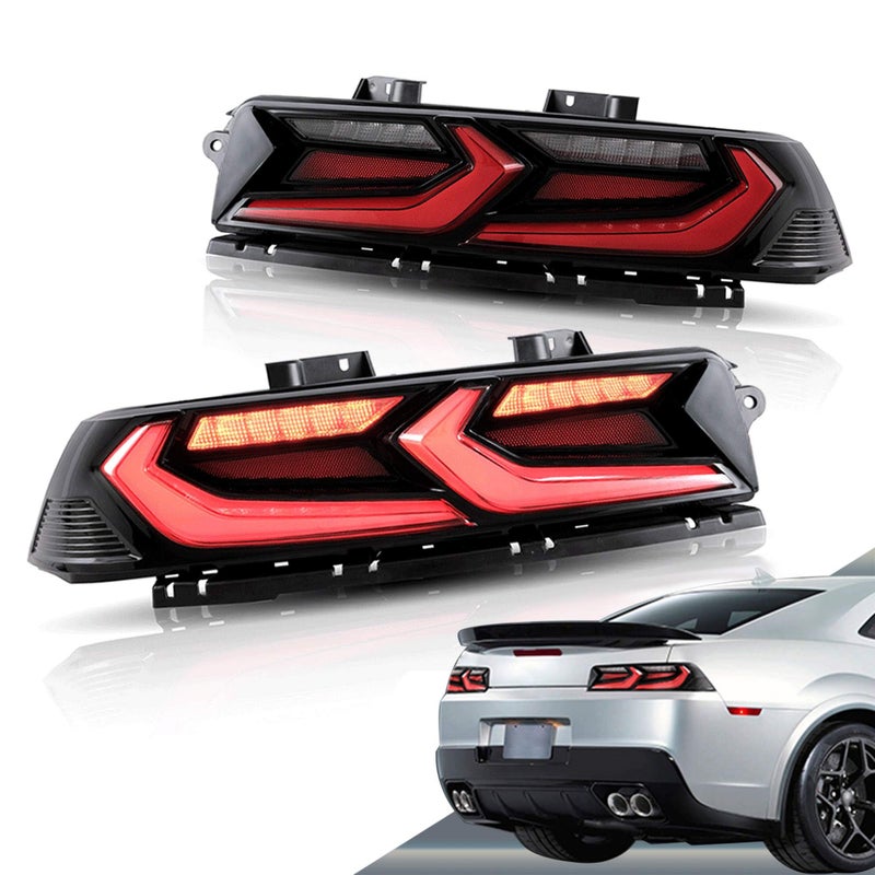 VLAND Led Tail Lights Compatible with Camaro Coupe 2014 2015 LT LS SS ZL1 wRed Turn Signal Rear Lamp Assembly Red