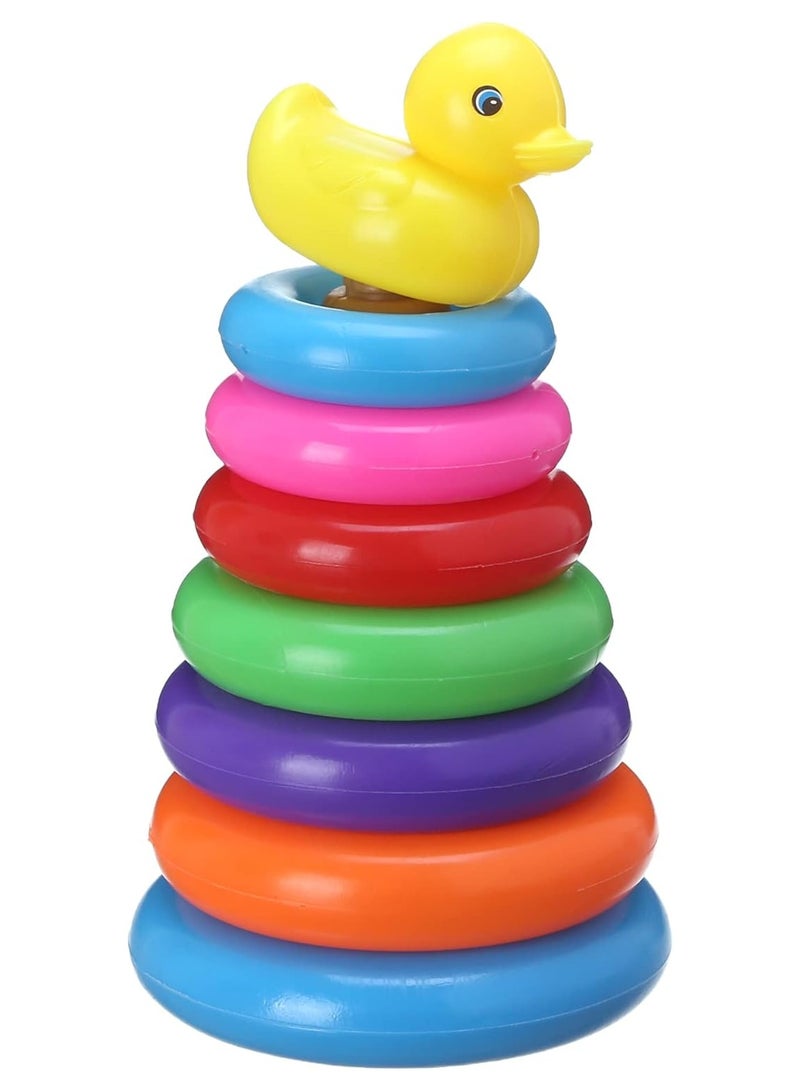 لعبة حلقات التكديس الملونة مع غطاء بطة - لعبة تعليمية للأطفال الرضع والأطفال الصغار - Image 1