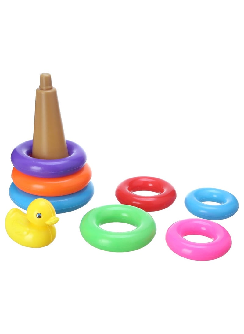 لعبة حلقات التكديس الملونة مع غطاء بطة - لعبة تعليمية للأطفال الرضع والأطفال الصغار - Image 2