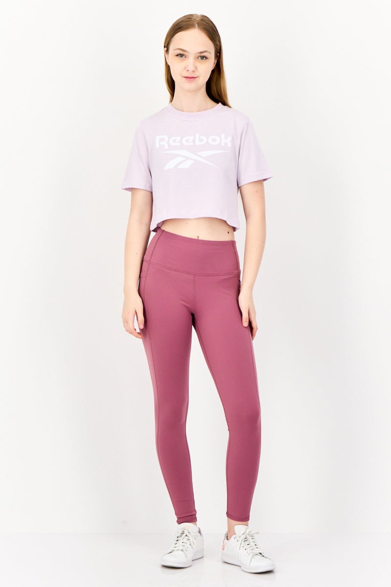 Reebok تي شيرت قصير الأكمام للنساء مناسب للرياضة في الهواء الطلق، ليلك - Image 3