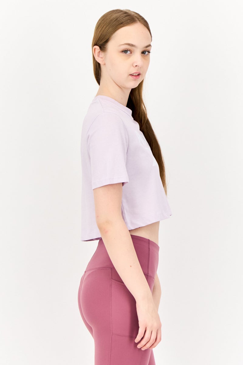 Reebok تي شيرت قصير الأكمام للنساء مناسب للرياضة في الهواء الطلق، ليلك - Image 4