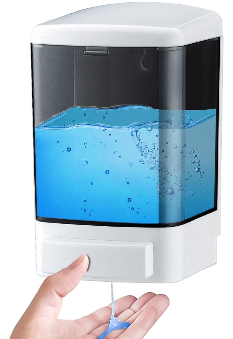 IEALODS Manual Soap Dispenser 33.8oz / 1000ml Kitchen Bathroom Wall Mounted Commercial Soap Dispenser for Liquid Containers Shampoo Gel Chamber Hotel Restaurant - Image 1