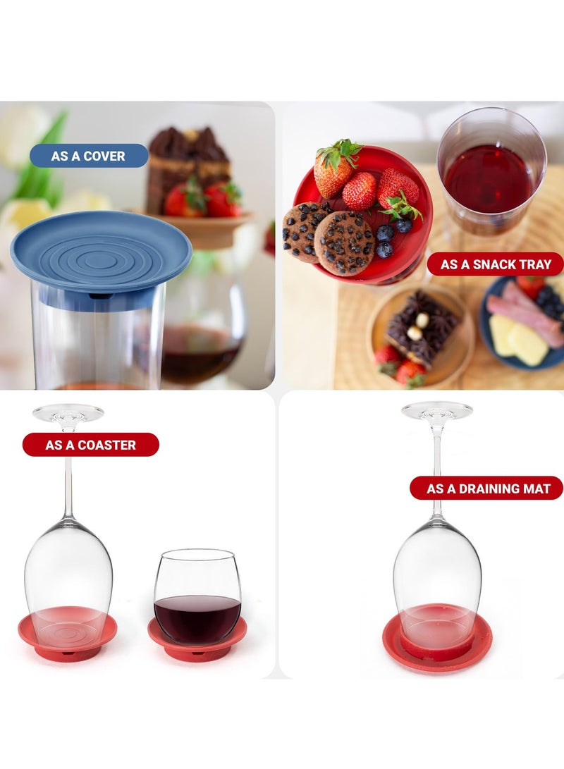SYOSI 4 Pack Wine Glass Charcuterie Topper, Silicone Covers to Keep Bugs Out, Mini Charcuterie Boards in 4 Colors, Reusable Wine Glass Topper Charcuterie Plates for Parties  - Image 3