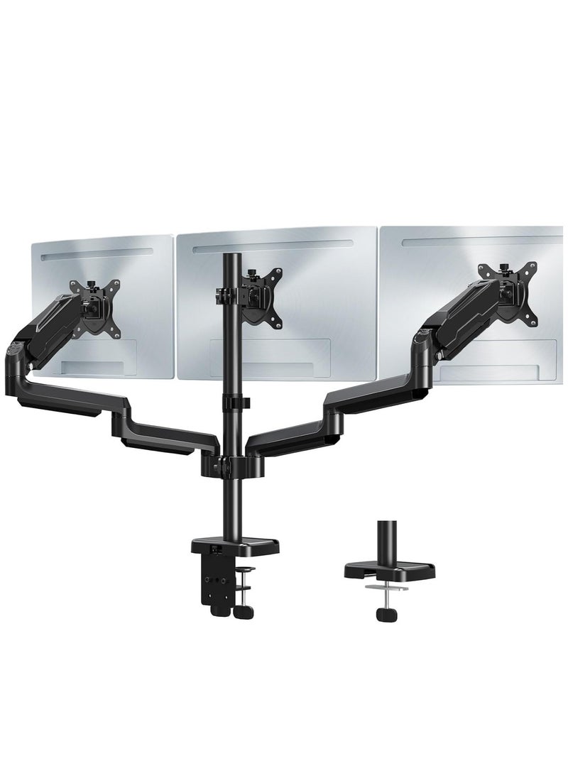 ELTRAZONE Triple Monitor Desk Mount – Full Motion 3 Monitor Stand for Screens up to 32 Inches, Heavy Duty Monitor Arm, Holds Up to 30.9lbs Each, VESA Mount, Black  - Image 1