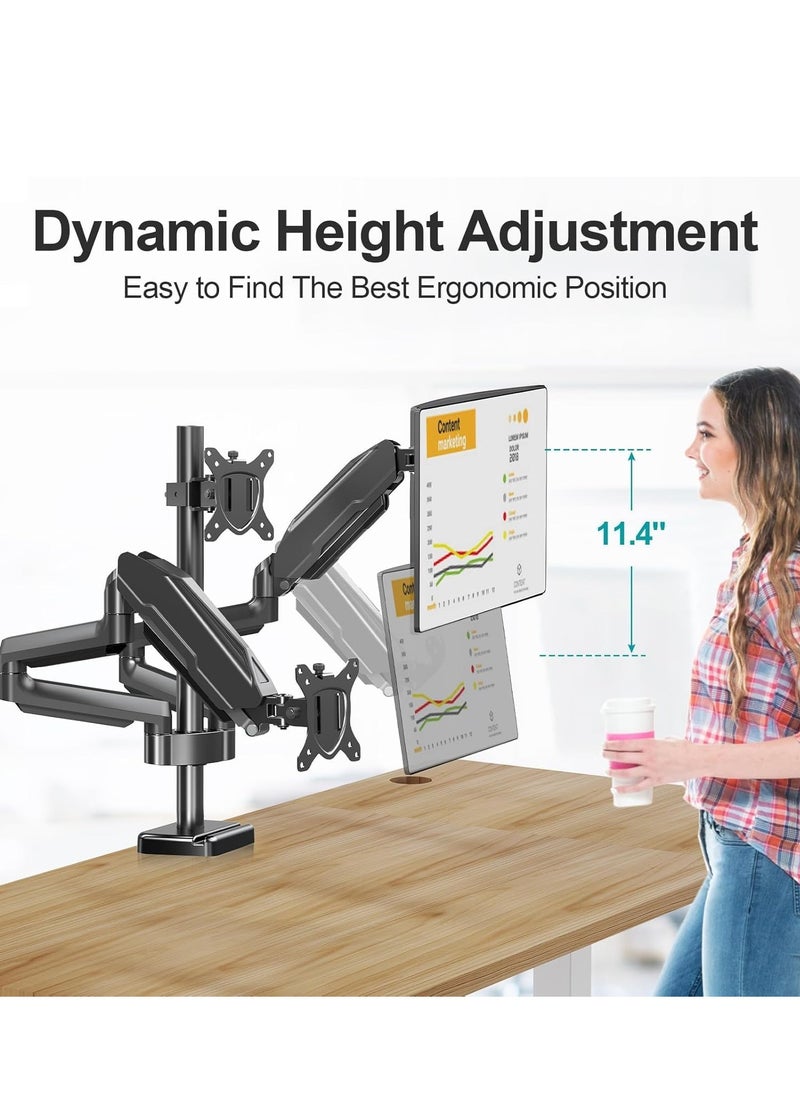 ELTRAZONE Triple Monitor Desk Mount – Full Motion 3 Monitor Stand for Screens up to 32 Inches, Heavy Duty Monitor Arm, Holds Up to 30.9lbs Each, VESA Mount, Black  - Image 5