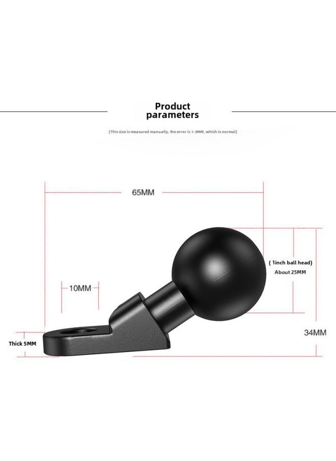 Sports Camera Adapter Ball Head 25mm Mobile Phone Bracket Pipe Clamp Fixed Base One Inch Double Ball Head Bar Accessories-Color:R12 Crooked Mouth Rearview Mirror Holder - Image 1