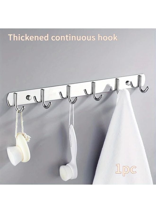 6 Hooks Stainless Steel Wall Mounted Organizer Heavy Duty Kitchen Bathroom Storage - Image 1