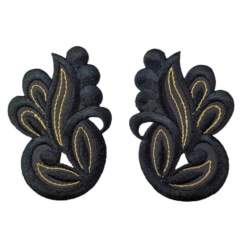 Generic Ushaworks Embroidered Sew on/Iron on Patches for Clothes,Embroidery Patch for Suits,Blouse Dupatta Saree Jeans Backpack Iron Dress Badge DIY, Black (Pack of 2 Piece)  - Image 1