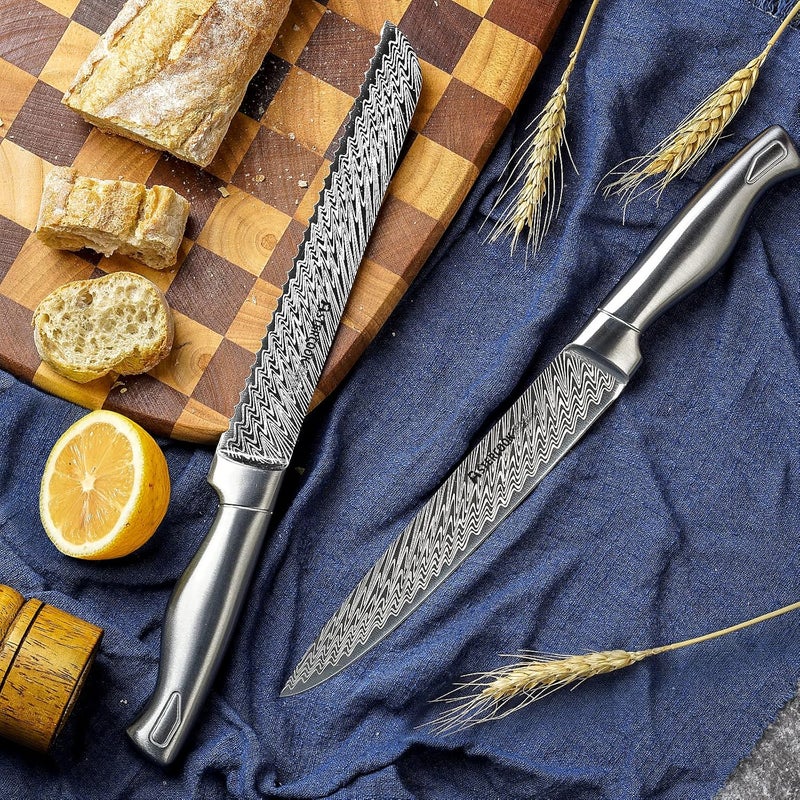 Astercook طقم سكاكين، طقم سكاكين مطبخ مكون من 15 قطعة مع حامل، شSharpener مدمج، طقم سكاكين من الفولاذ المقاوم للصدأ الألماني، آمن للغسل في غسالة الصحون - Image 5