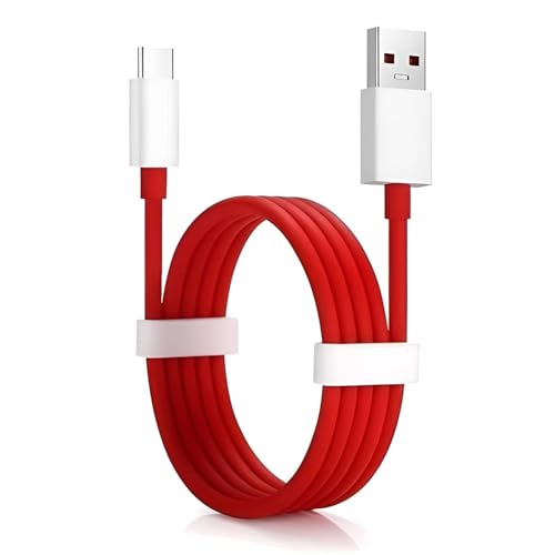 StuffHoods 65W Oneeplus Dash Warp Charge Cable, USB A to Type C Data Sync Fast Charging Cable Compatible with One Plus 3 /3T /5 /5T /6 /6T /7 /7T /7 pro, Nord 2/CE & for All Type C Devices - 1 Meter, Red - Image 1