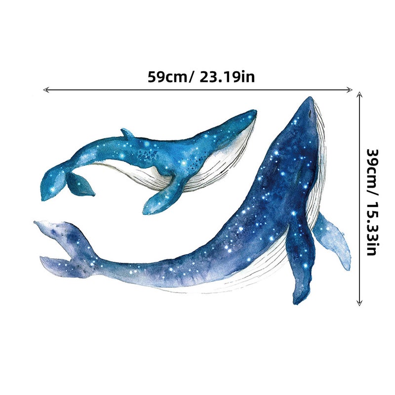 Removable Wall Decals for Kids Whale Shape Cartoon Blue 2 Sets - Image 2