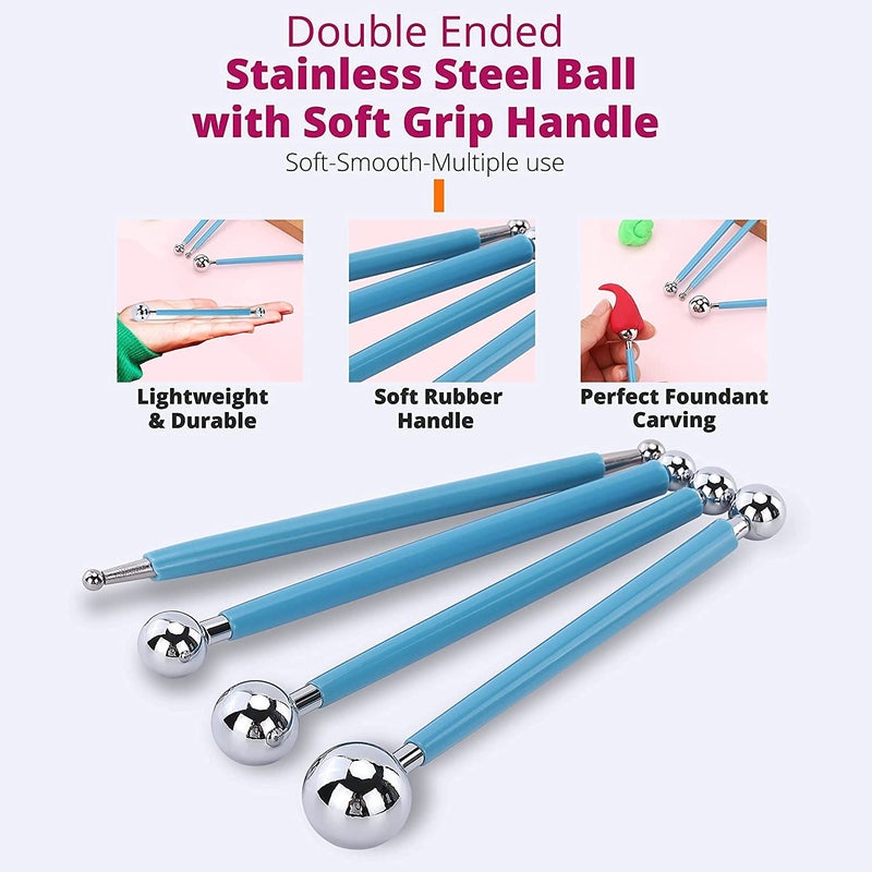 deziine DEZIINE 10 Pcs Ball Stylus Dotting Tools Clay Ceramics Pottery Carving Embossing Sculpting Set  - Image 2