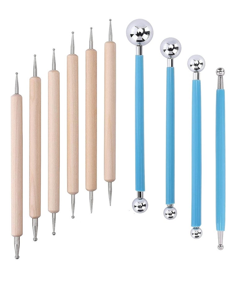 deziine DEZIINE 10 Pcs Ball Stylus Dotting Tools Clay Ceramics Pottery Carving Embossing Sculpting Set  - Image 1