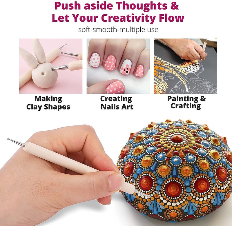 deziine DEZIINE 10 Pcs Ball Stylus Dotting Tools Clay Ceramics Pottery Carving Embossing Sculpting Set  - Image 5