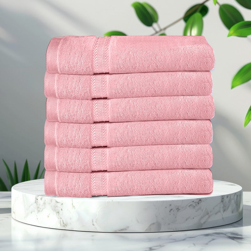 REST Bath Sheet   Set of 6 Dust Pink Cotton Bath Sheet  100x150cm , 39x59 inch Absorbent Cotton Hotel Quality Quick-Dry Durable Comfortable Stylish Thick Bath Sheet Set Machine Washable - Image 2