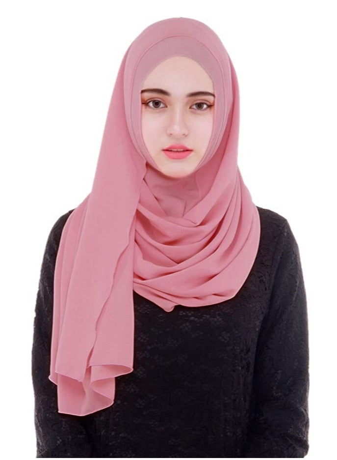 Lightweight Bubble Chiffon Hijab Scarf with Underscarf Cap for Women - Image 1