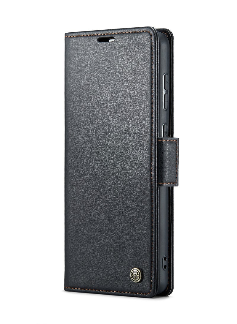 CaseMe Flip Wallet Case For Samsung Galaxy S20 FE RFID Blocking PU Leather Wallet Flip Folio Case with Card Holder Kickstand Shockproof Phone Cover - Black - Image 2