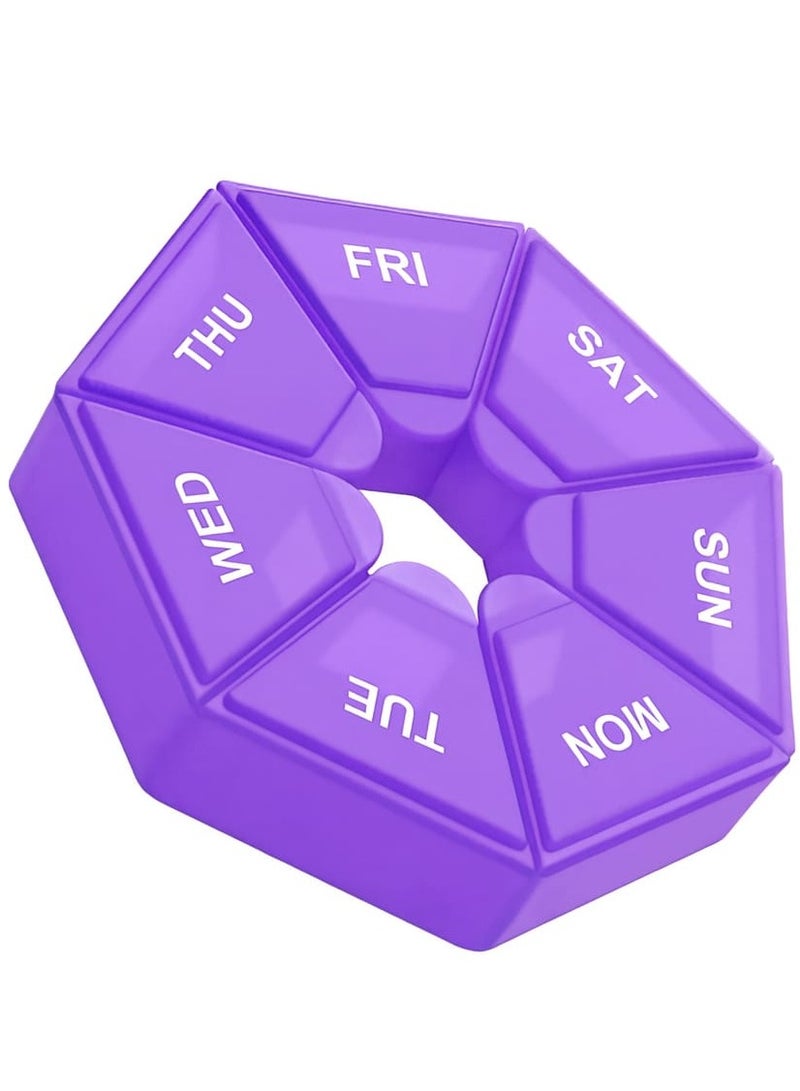 HarabiMed Organizer 7-Day Portable Pill Organizer Purple - Waterproof, Moisture-Proof Medicine Case With Large Capacity For Vitamins, Fish Oil & Supplements - Travel-Friendly Storage Box - Image 1