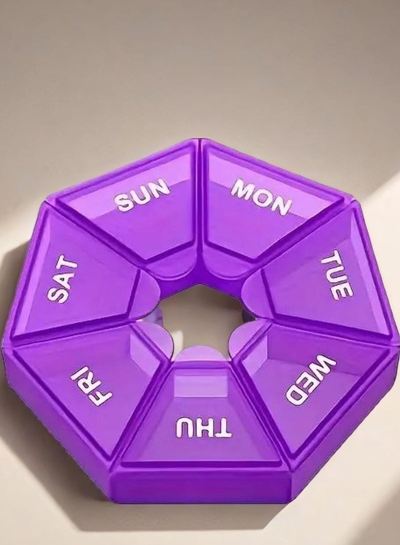 HarabiMed Organizer 7-Day Portable Pill Organizer Purple - Waterproof, Moisture-Proof Medicine Case With Large Capacity For Vitamins, Fish Oil & Supplements - Travel-Friendly Storage Box - Image 4