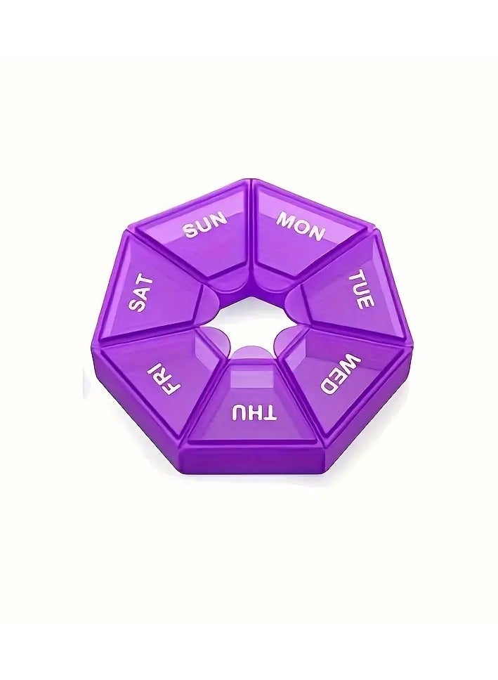 HarabiMed Organizer 7-Day Portable Pill Organizer Purple - Waterproof, Moisture-Proof Medicine Case With Large Capacity For Vitamins, Fish Oil & Supplements - Travel-Friendly Storage Box - Image 2