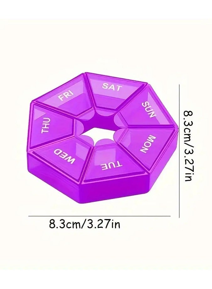 HarabiMed Organizer 7-Day Portable Pill Organizer Purple - Waterproof, Moisture-Proof Medicine Case With Large Capacity For Vitamins, Fish Oil & Supplements - Travel-Friendly Storage Box - Image 3