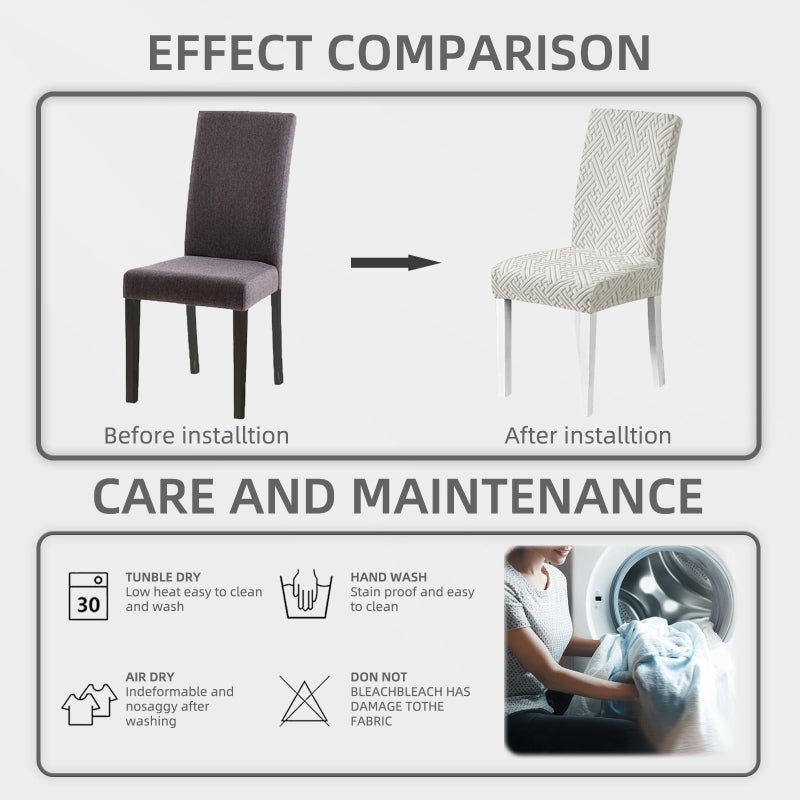 Promindflyplka Dining Room Chair Covers - Anti-Cat Scratch, Washable, Regular Size, 4 Pack for Kitchen, Hotel, Meeting - Image 5