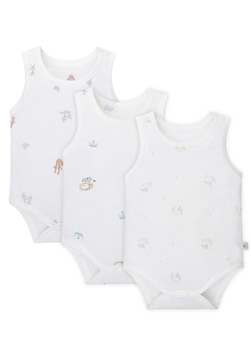 Miracle Baby 3PCS Set 100% Cotton Baby Sleeveless Bodysuits Soft And Breathable Baby Clothing - Image 1