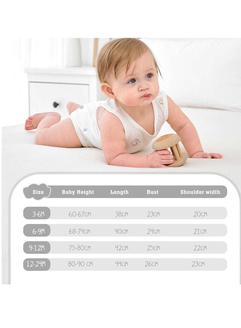 Miracle Baby 3PCS Set 100% Cotton Baby Sleeveless Bodysuits Soft And Breathable Baby Clothing - Image 2